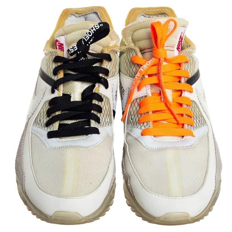 Pre Owned Off-White x Nike White Mesh And Leather The 10  Air Max 90 Sneakers Size 42.5