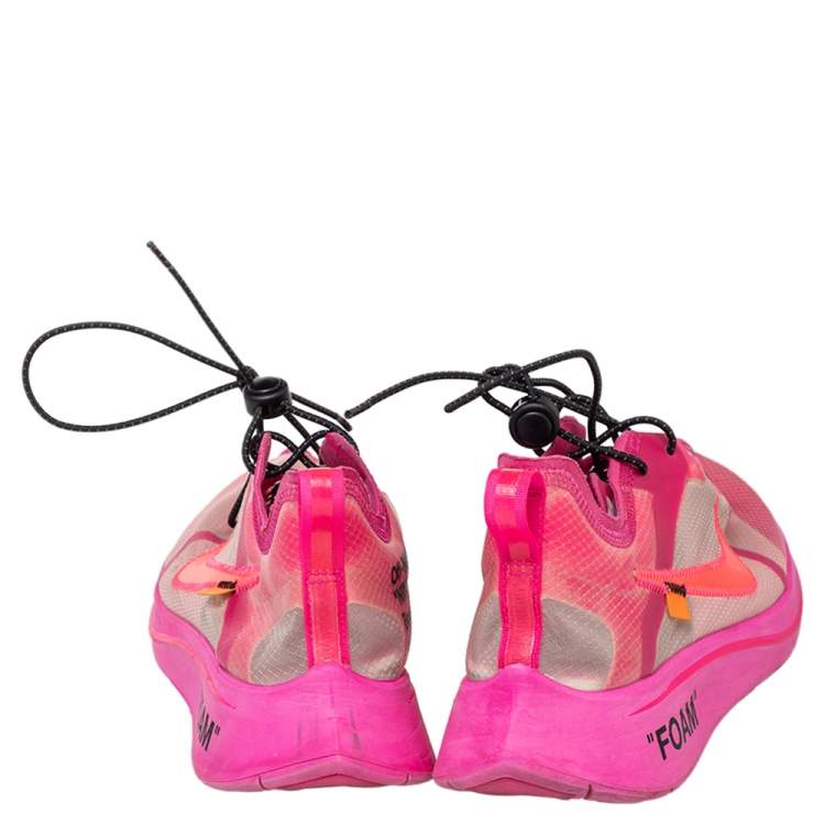 Pre Owned Nike x Off-White Pink Translucent Nylon And Polyurethane Zoom Fly Sneakers Size 44.5