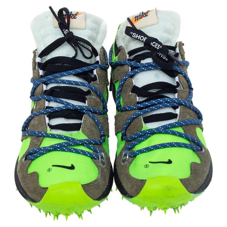 Pre Owned Off White x Nike Green/Brown Nylon And Suede Zoom Terra Kiger 5 Low Top Sneakers Size 40.5