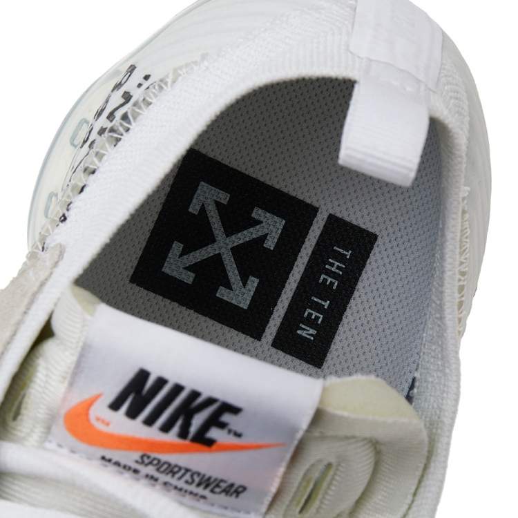 Pre Owned Off-White x Nike White Knit Fabric And Suede Air Vapormax Sneakers Size 47.5