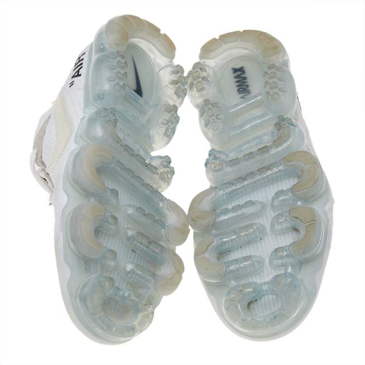 Pre Owned Off-White x Nike White Knit Fabric And Suede Air Vapormax Sneakers Size 47.5