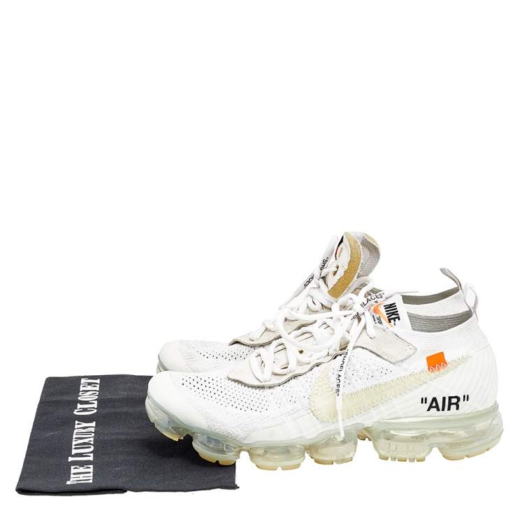 Pre Owned Off-White x Nike White Knit Fabric And Suede Air VaporMax The Ten Sneakers Size 42