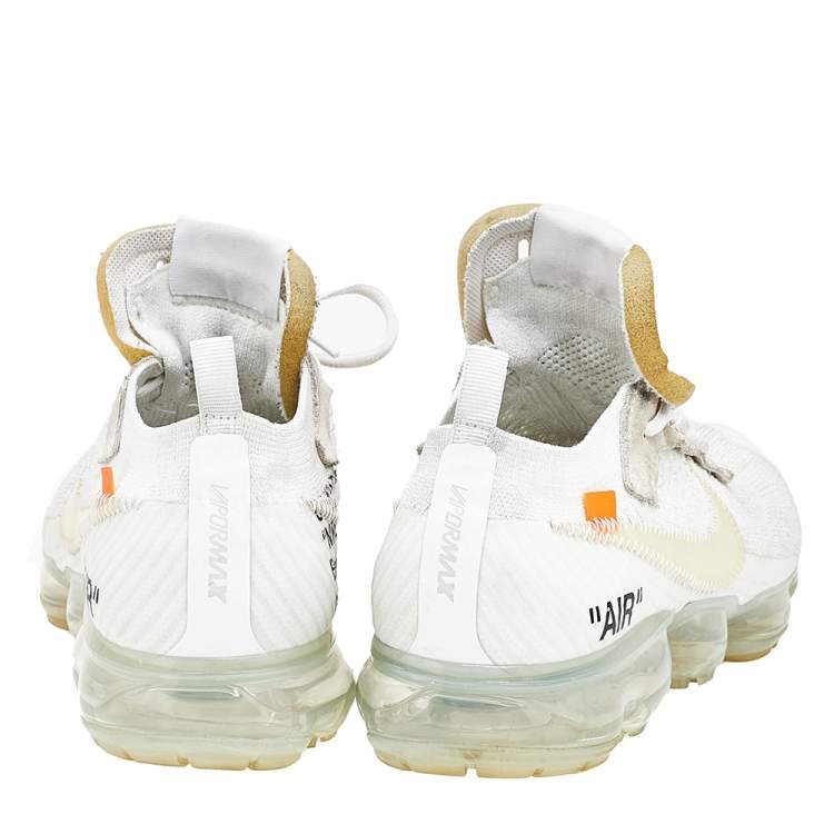 Pre Owned Off-White x Nike White Knit Fabric And Suede Air VaporMax The Ten Sneakers Size 42
