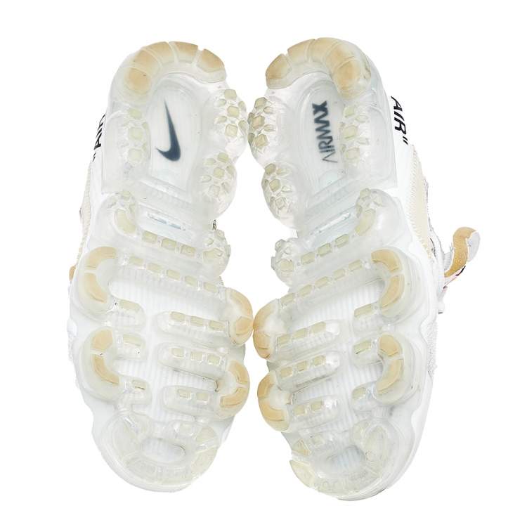 Pre Owned Off-White x Nike White Knit Fabric And Suede Air VaporMax The Ten Sneakers Size 42
