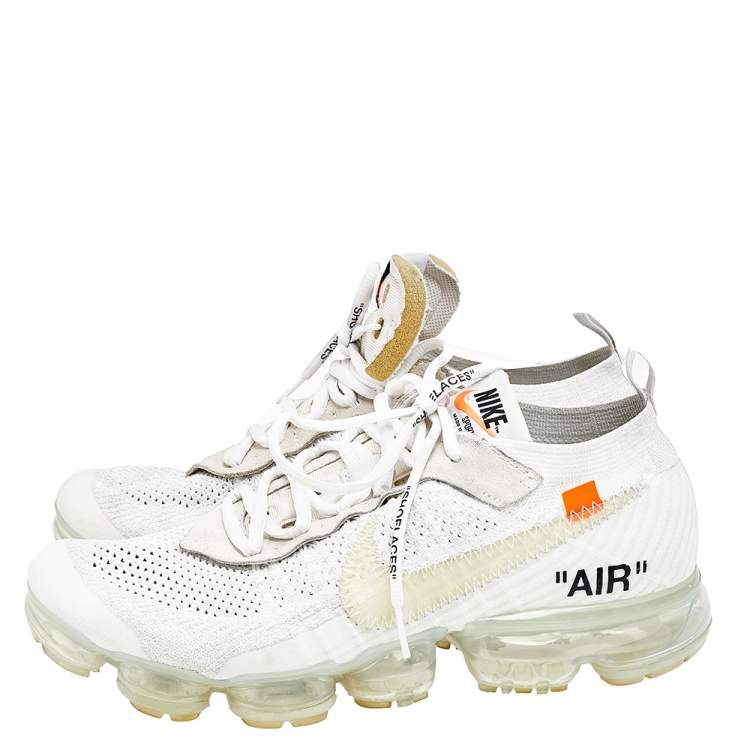 Pre Owned Off-White x Nike White Knit Fabric And Suede Air VaporMax The Ten Sneakers Size 42