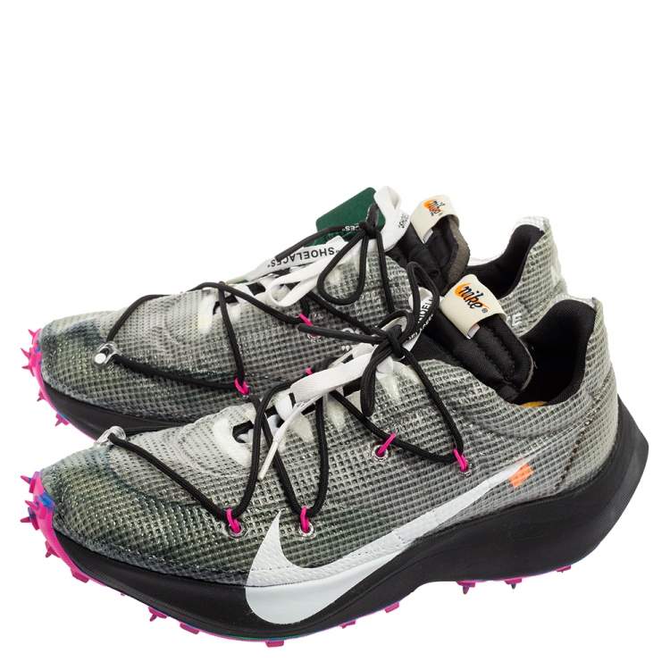 Pre Owned Off White x Nike Black/Pink Nylon And Suede Vapor Street Sneakers Size 45.5