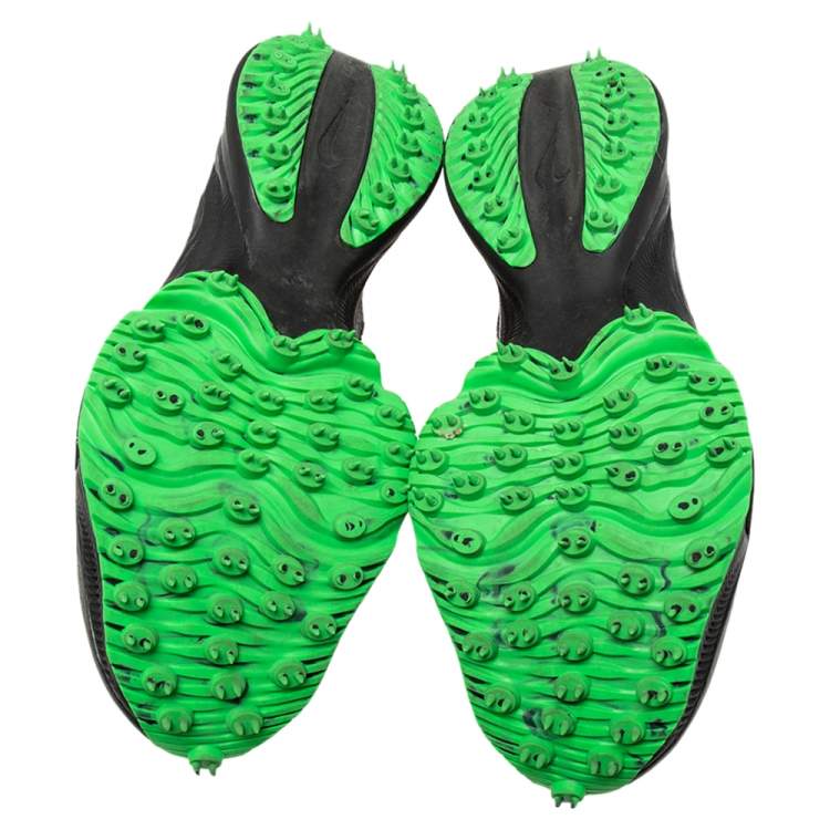 Pre Owned Off White x Nike Black/Green Knit Fabric Air Zoom Tempo Next % OW Sneakers Size 44.5