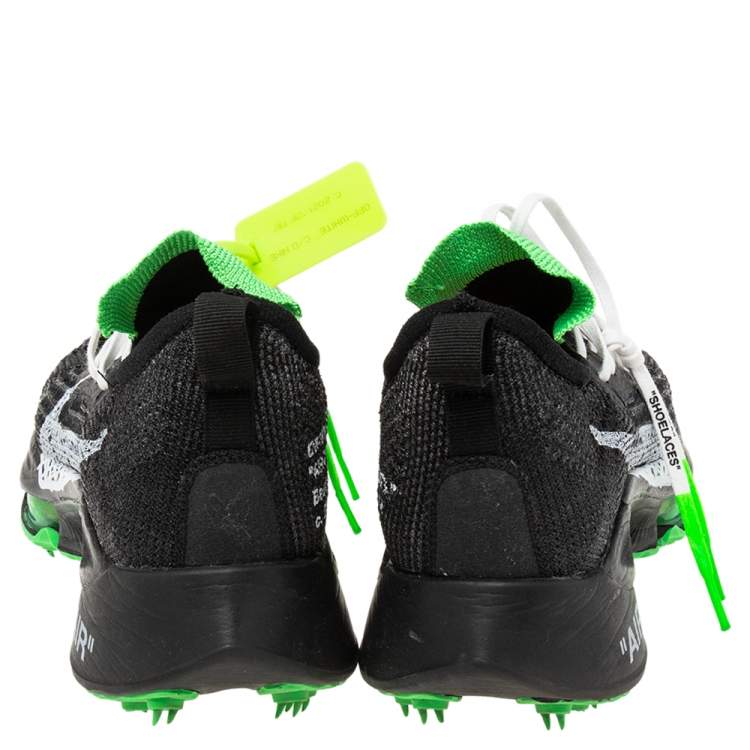Pre Owned Off White x Nike Black/Green Knit Fabric Air Zoom Tempo Next % OW Sneakers Size 44.5
