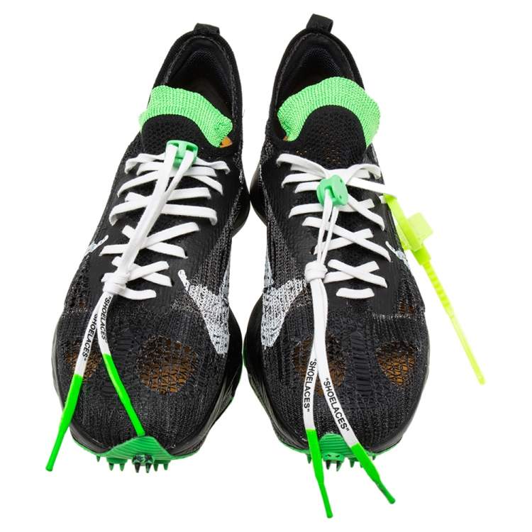 Pre Owned Off White x Nike Black/Green Knit Fabric Air Zoom Tempo Next % OW Sneakers Size 44.5