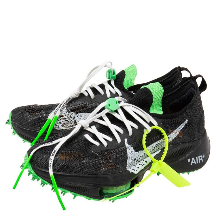 Pre Owned Off White x Nike Black/Green Knit Fabric Air Zoom Tempo Next % OW Sneakers Size 44.5