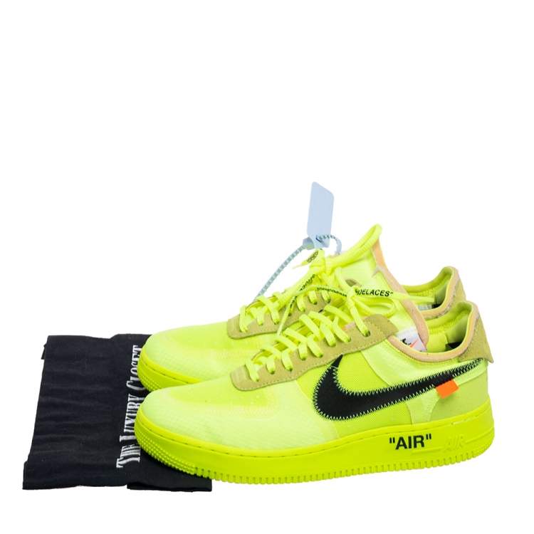 Pre Owned Off White x Nike Green Mesh And Suede Air Force 1 Volt Sneakers Size 41