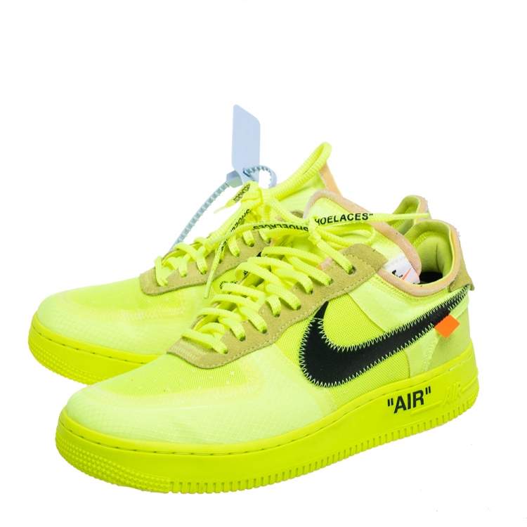 Pre Owned Off White x Nike Green Mesh And Suede Air Force 1 Volt Sneakers Size 41