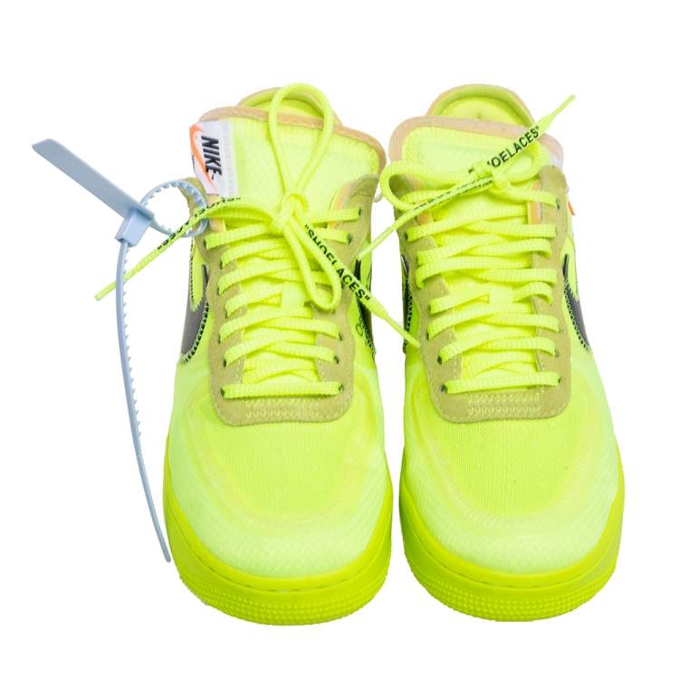Pre Owned Off White x Nike Green Mesh And Suede Air Force 1 Volt Sneakers Size 41