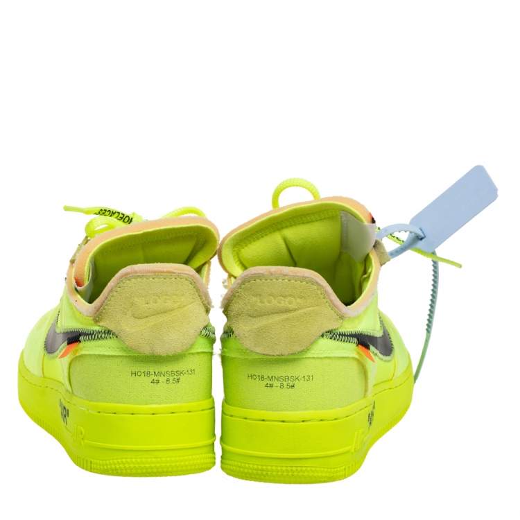 Pre Owned Off White x Nike Green Mesh And Suede Air Force 1 Volt Sneakers Size 41