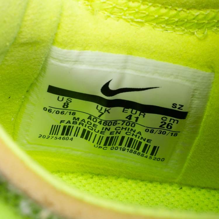 Pre Owned Off White x Nike Green Mesh And Suede Air Force 1 Volt Sneakers Size 41