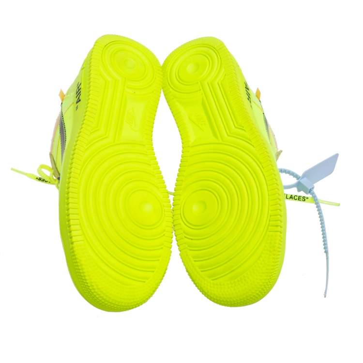 Pre Owned Off White x Nike Green Mesh And Suede Air Force 1 Volt Sneakers Size 41