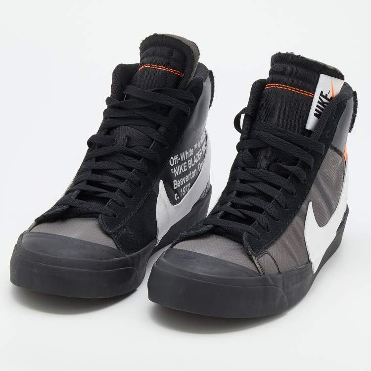 Zorgvuldig lezen Perioperatieve periode Waakzaam Off-White x Nike Black Suede And Leather Mid Blazer Lace Up Sneakers Size  46 Off-White x Nike | TLC