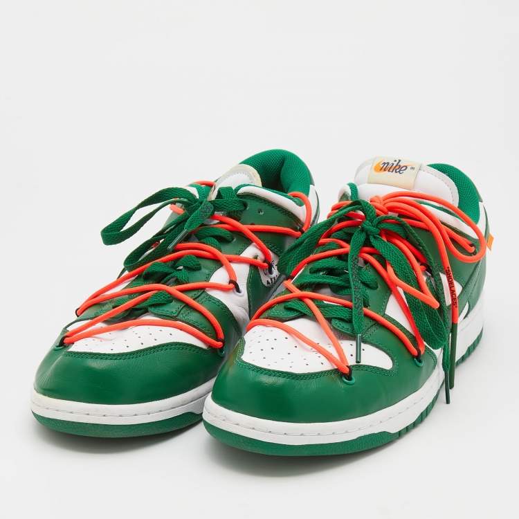 Off-White x Nike Green/White Leather Dunk Low Top Sneakers Size 46 Off-White x Nike |