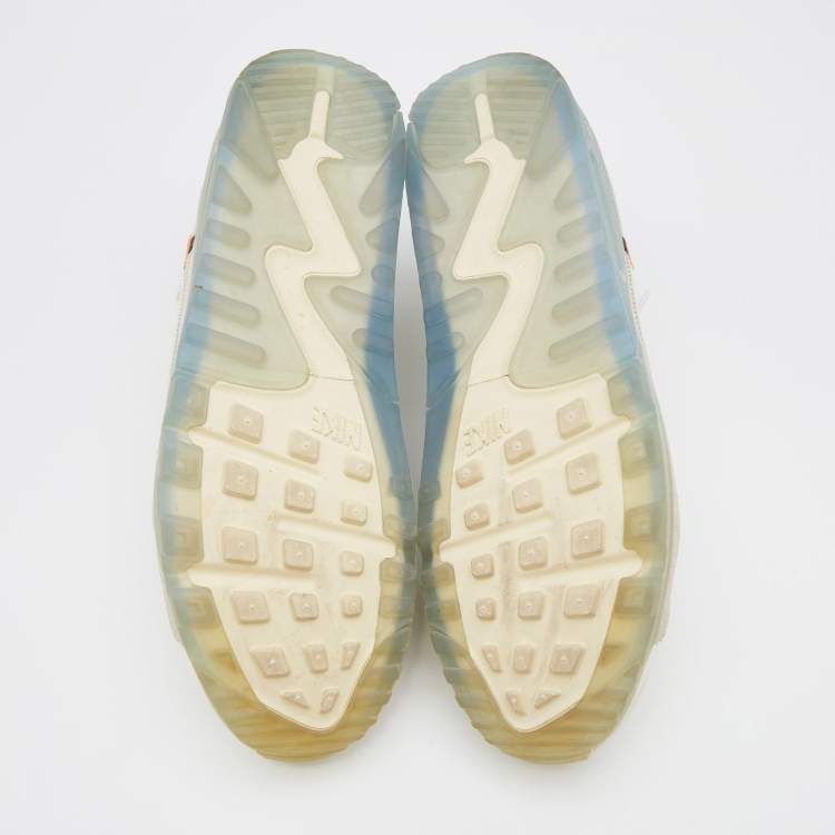 Pre Owned Off-White x Nike White Leather And Mesh The 10th Air Max 90 Low Top Sneakers Size 46