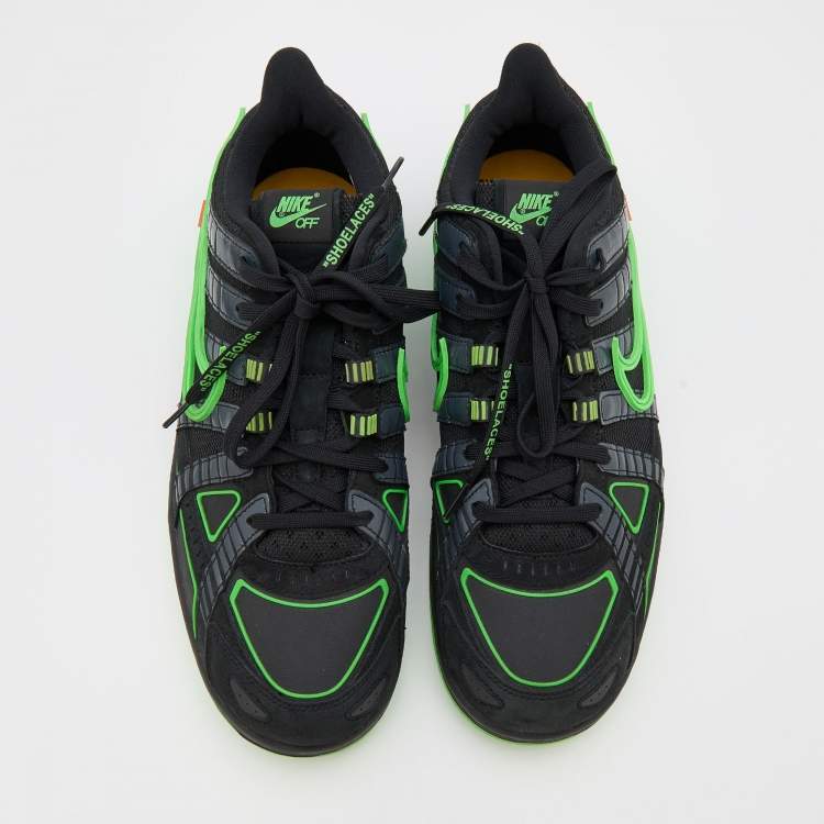 Pre Owned Off-White x Nike Black/Green Mesh and Leather Rubber Dunk Sneakers Size 46