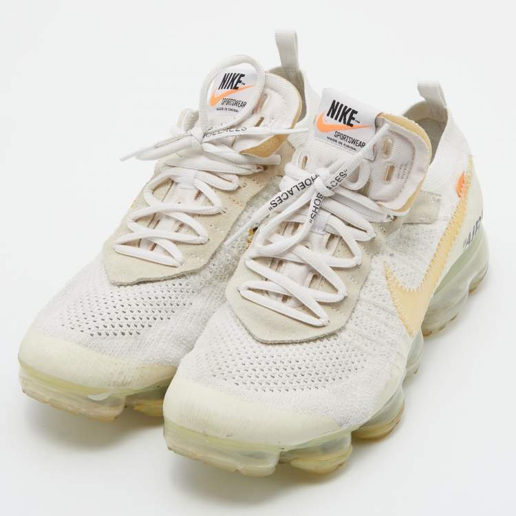 Engager Dag Indirekte Off-White x Nike White Knit Fabric and Suede Air VaporMax The Ten Sneakers  Size 42 Off-White x Nike | TLC