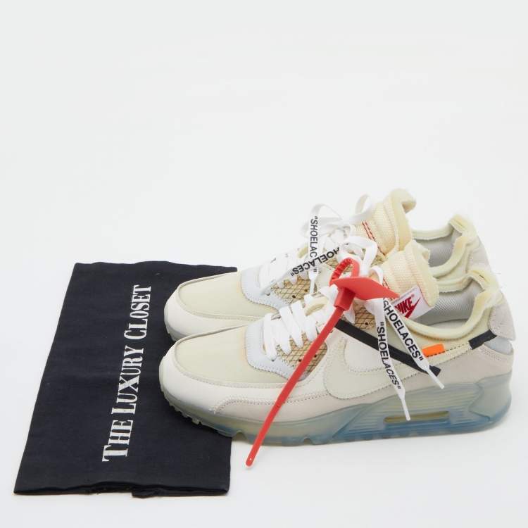 Pre Owned Off-White x Nike Off White Suede and Leather The 10 Air Max 90 Sneakers Size 40