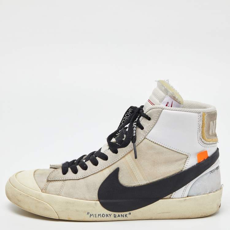 Off-White x Nike Off White Suede,Mesh and Leather Mid Blazer Lace Up  Sneakers Size 41 Off-White x Nike | The Luxury Closet