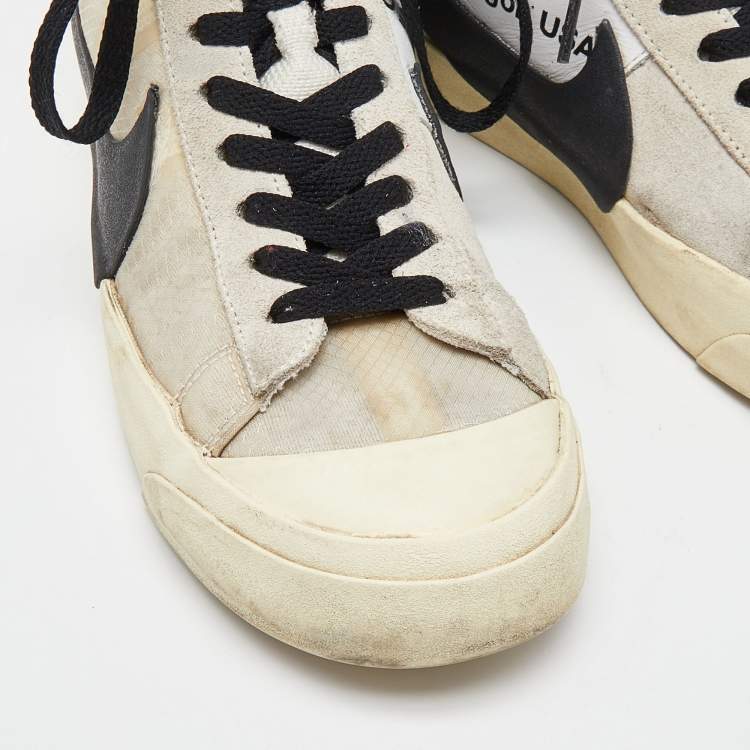 مملوكة مسبقًا Off-White x Nike Off White Suede,Mesh and Leather Mid Blazer Lace Up Sneakers Size 41