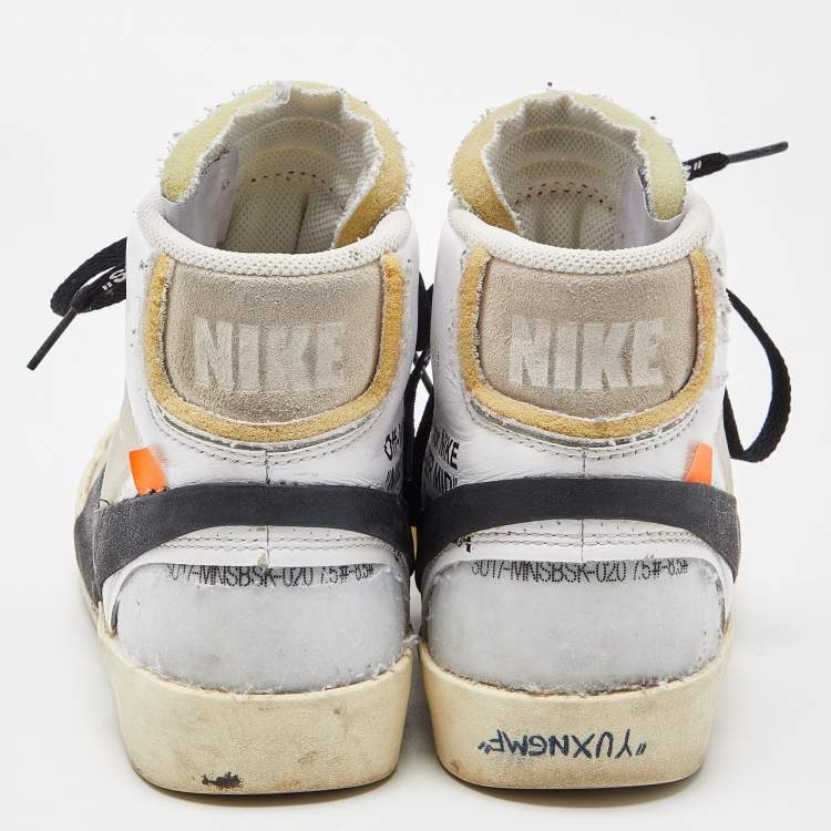 مملوكة مسبقًا Off-White x Nike Off White Suede,Mesh and Leather Mid Blazer Lace Up Sneakers Size 41