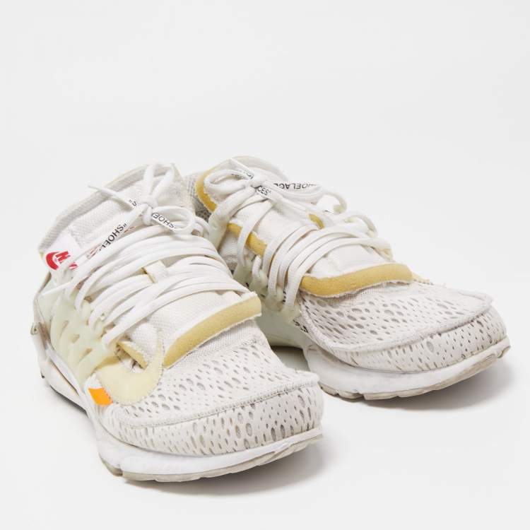 Pre Owned Nike x Off White  White Fabric Air Presto Low Trainers Sneakers Size 42.5