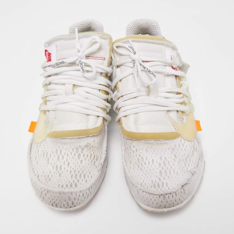 Pre Owned Nike x Off White  White Fabric Air Presto Low Trainers Sneakers Size 42.5
