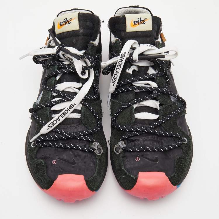 Pre Owned Off-White x Nike Black/Pink Suede and Nylon Zoom Terra Kiger 5 Sneakers Size 40.5