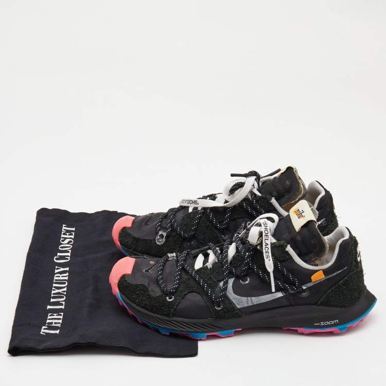 Pre Owned Off-White x Nike Black/Pink Suede and Nylon Zoom Terra Kiger 5 Sneakers Size 40.5