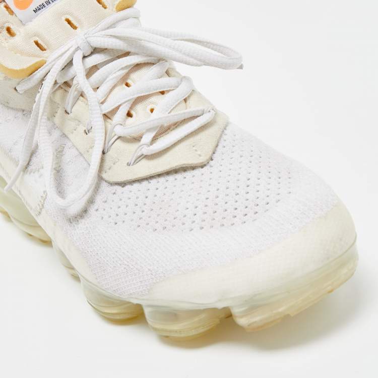 Pre Owned Off-White x Nike White Knit Fabric Vapormax Sneakers Size 42