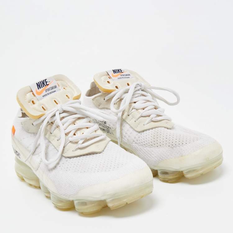 Pre Owned Off-White x Nike White Knit Fabric Vapormax Sneakers Size 42