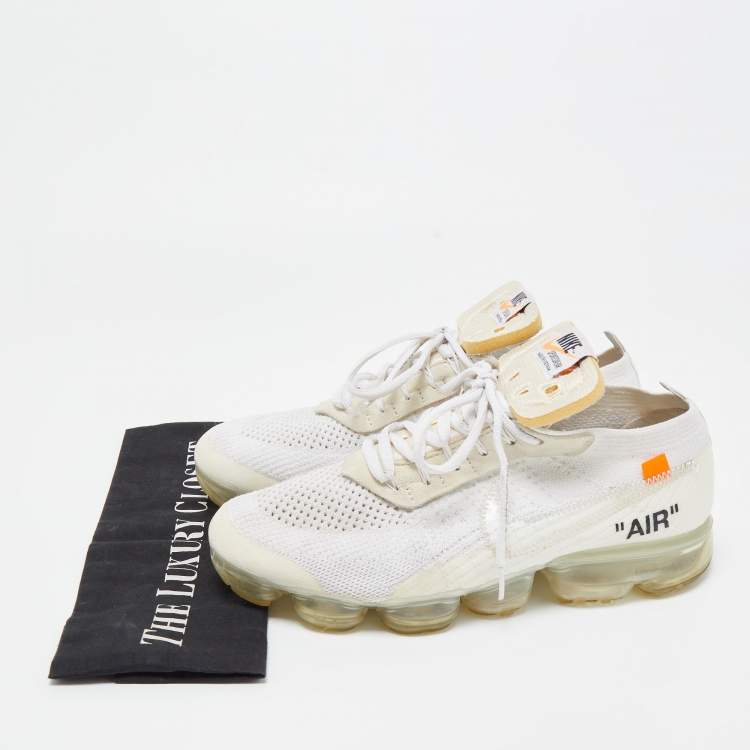 Pre Owned Off-White x Nike White Knit Fabric Vapormax Sneakers Size 42