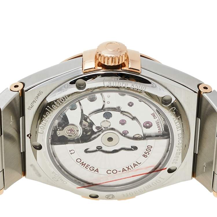 Pre Owned Omega Silver 18K Rose Gold & Stainless Steel Constellation 123.20.38.21.02.001 Men's Wristwatch 38 mm