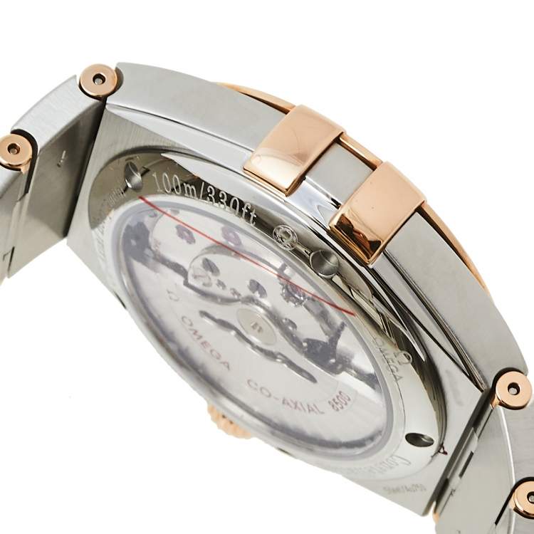 Pre Owned Omega Silver 18K Rose Gold & Stainless Steel Constellation 123.20.38.21.02.001 Men's Wristwatch 38 mm