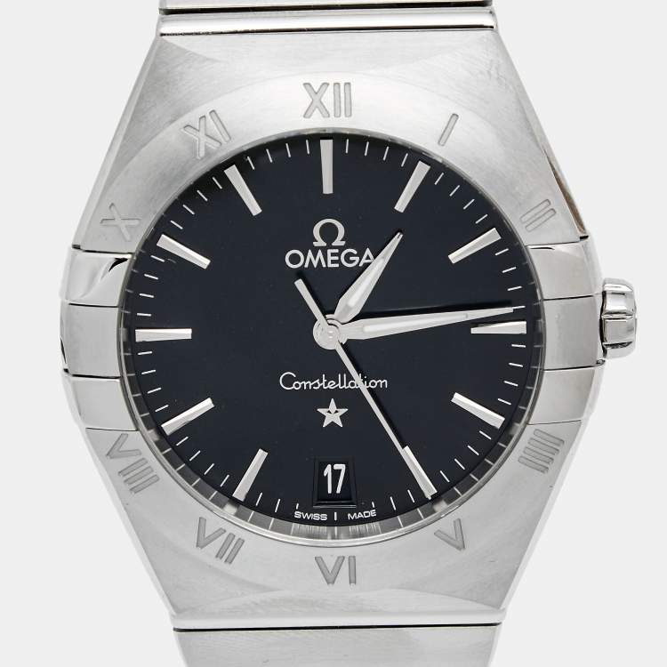 Pre Owned Omega Black Stainless Steel Constellation 131.10.36.60.01.001 Unisex Wristwatch 36 mm
