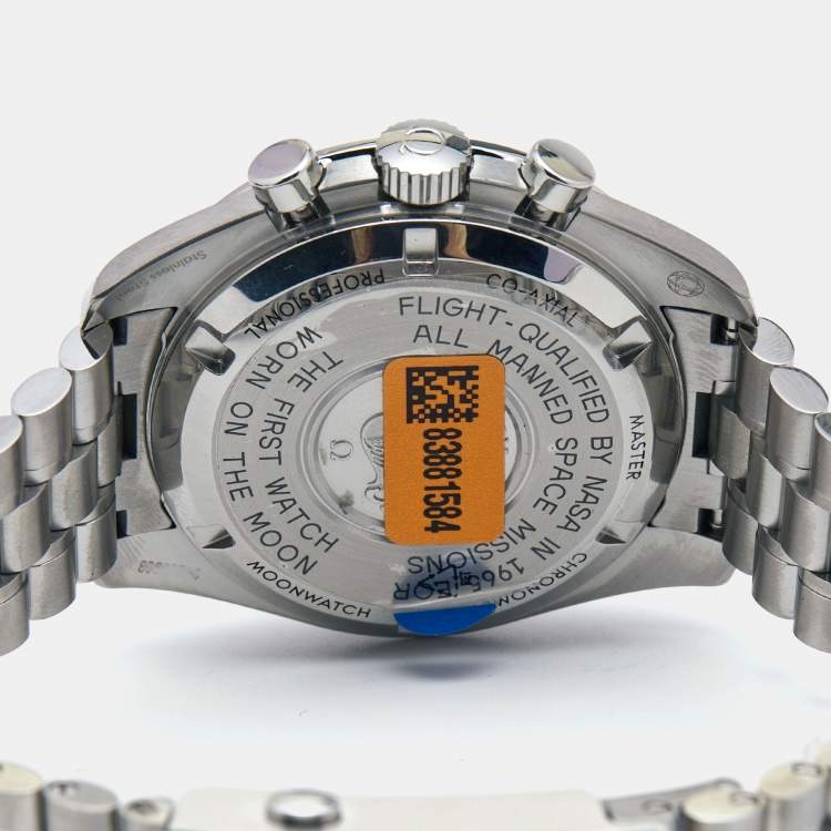 Pre Owned Omega Black Stainless Steel Speedmaster Moonwatch Professional  310.30.42.50.01.001 Men's Wristwatch 42 mm 