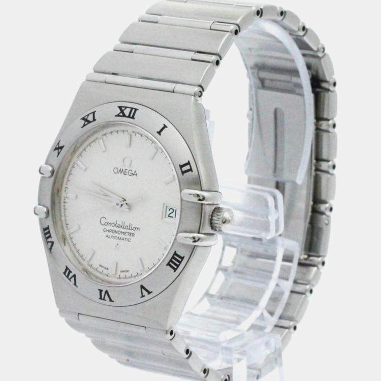 Pre Owned Omega Silver Stainless Steel Constellation Automatic Men's Wristwatch 36 mm