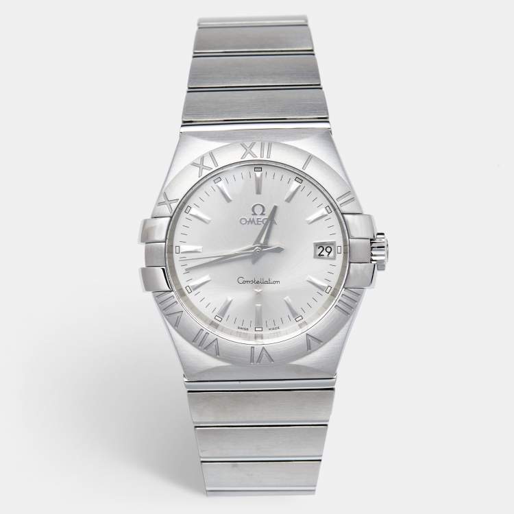 Pre Owned Omega Silver Stainless Steel Constellation 123.10.35.60.02.001 Men's Wristwatch 35 mm