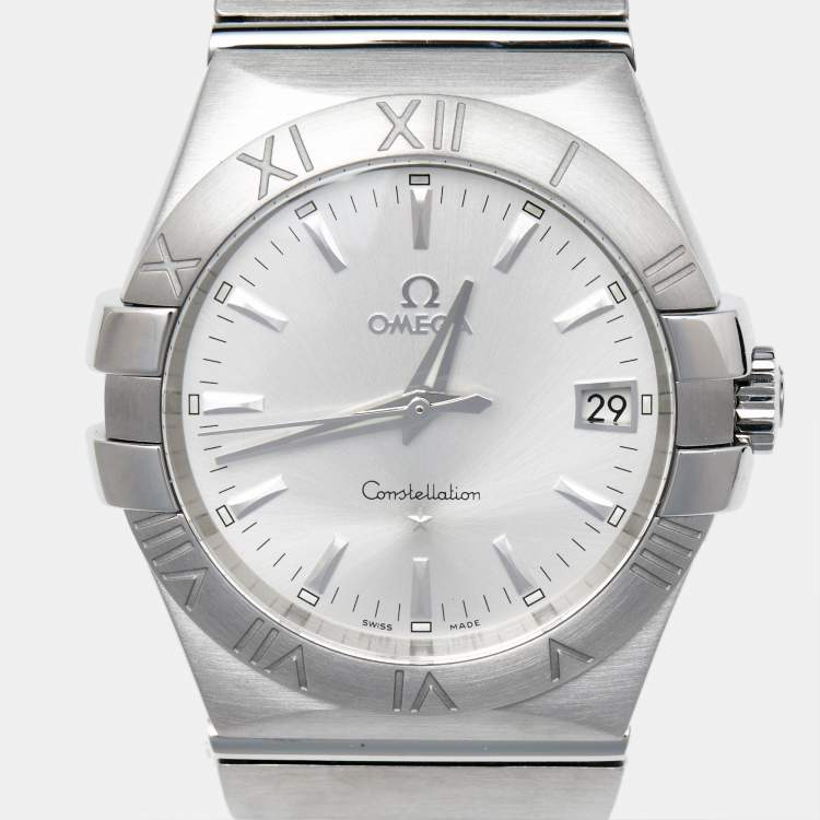 Pre Owned Omega Silver Stainless Steel Constellation 123.10.35.60.02.001 Men's Wristwatch 35 mm