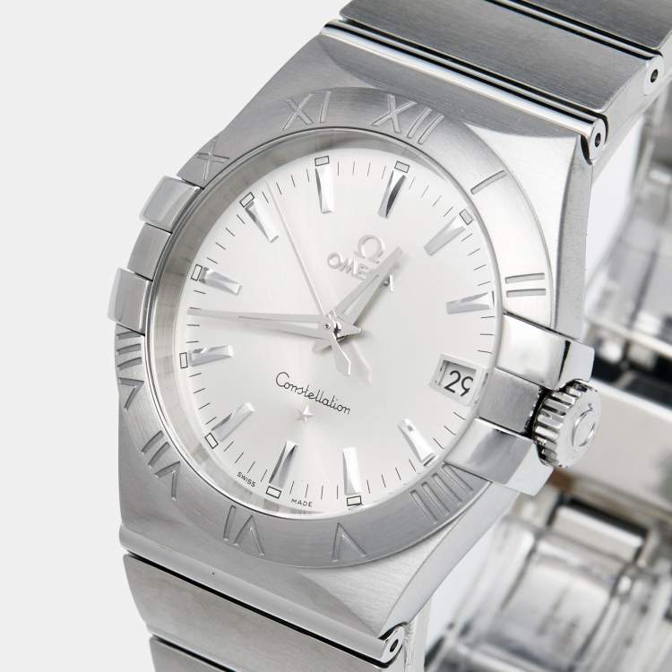 Pre Owned Omega Silver Stainless Steel Constellation 123.10.35.60.02.001 Men's Wristwatch 35 mm