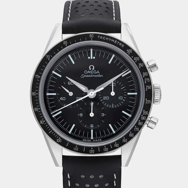 Pre Owned Omega Black Stainless Steel Speedmaster 3513.50 Automatic Men's Wristwatch 39 mm