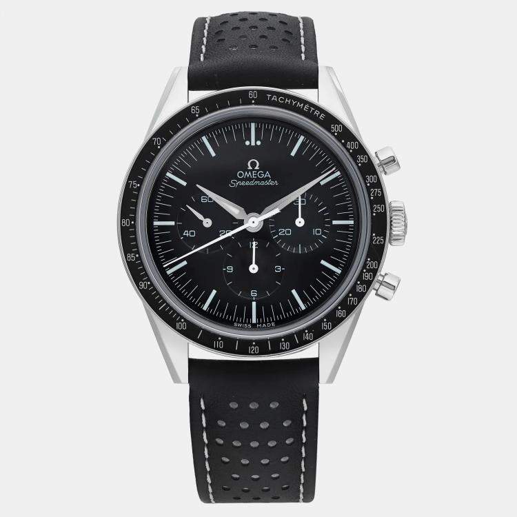 Pre Owned Omega Black Stainless Steel Speedmaster 3513.50 Automatic Men's Wristwatch 39 mm