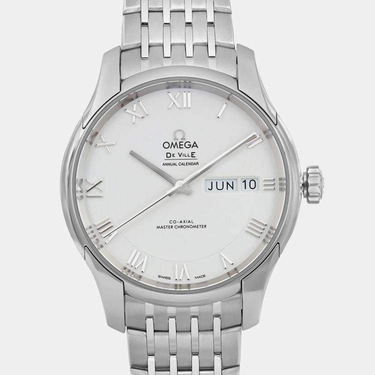 Pre Owned Omega White Stainless Steel De Ville Hour Vision 433.10.41.22.02.001 Automatic Men's Wristwatch 41mm