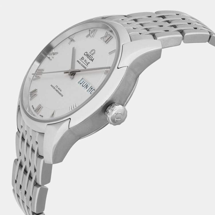 Pre Owned Omega White Stainless Steel De Ville Hour Vision 433.10.41.22.02.001 Automatic Men's Wristwatch 41mm