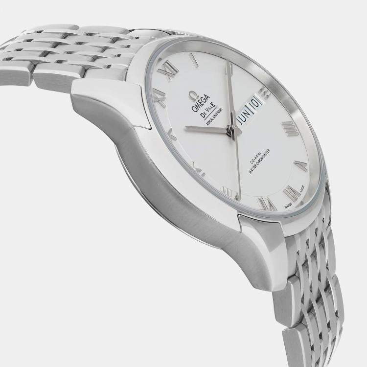 Pre Owned Omega White Stainless Steel De Ville Hour Vision 433.10.41.22.02.001 Automatic Men's Wristwatch 41mm