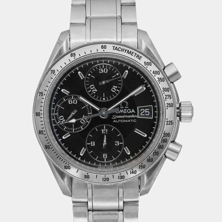 Pre Owned Omega Black Stainless Steel Speedmaster 3513.50 Automatic Men's Wristwatch 39 mm